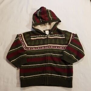 Gymboree boys 3T hooded knit sweater tree design